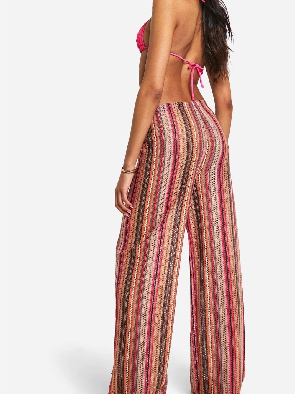 NWT Boohoo Tall Crochet Net Wide Leg Beach Pants Size Small